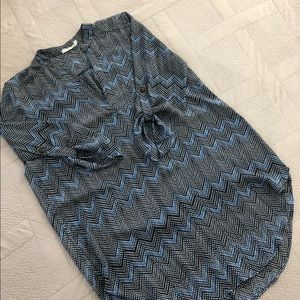 Blue and White Chevron Tunic Blouse